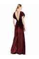 Flutter Sleeves Open Back Long Velvet Bridesmaid Dress