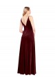 Faux Surplice Neckline Slim A-Line Long Velvet Bridesmaid Dress