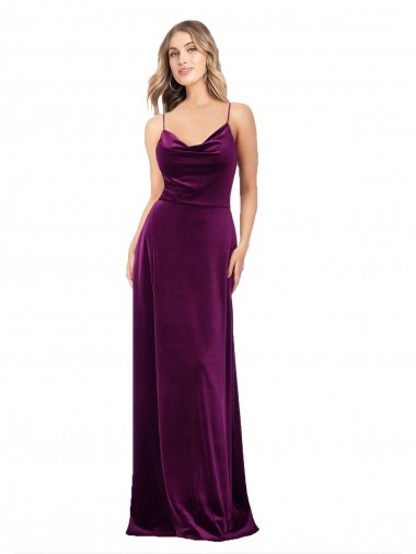 Draped Neckline Spaghetti Straps Velvet Bridesmaid Dress