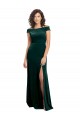Floor Length Cap Sleeves Long Velvet Bridesmaid Dress with High Side Slit