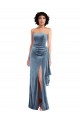 Strapless Velvet Maxi Bridesmaid Dress with Draped Skirt