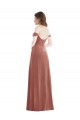 Off the Shoulder Flounce Sleeve Velvet Maxi Bridesmaid Dress