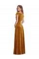 Cap Sleeve Faux Wrap Velvet Maxi Bridesmaid Dress with Pockets