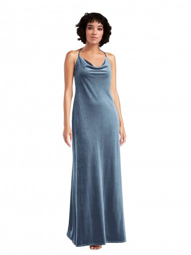 Cowl Neck Velvet Maxi Slip Bridesmaid Dress