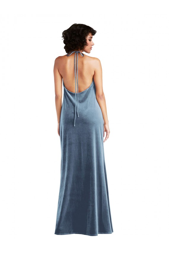 Cowl Neck Velvet Maxi Slip Bridesmaid Dress