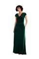 Cowl Neck Cap Sleeve Velvet Maxi Bridesmaid Dress with Pockets