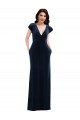 Flutter Sleeve Wrap Bodice Velvet Maxi Bridesmaid Dress with Pockets