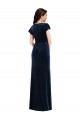 Flutter Sleeve Wrap Bodice Velvet Maxi Bridesmaid Dress with Pockets