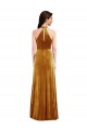 High-Neck Halter Velvet Maxi Bridesmaid Dress with Front Slit