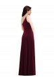 One Shoulder Spaghetti Strap Velvet Maxi Bridesmaid Dress with Pockets