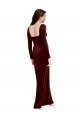 Sleek Square Neck Spaghetti Straps Velvet Bridesmaid Dress with Side Slit