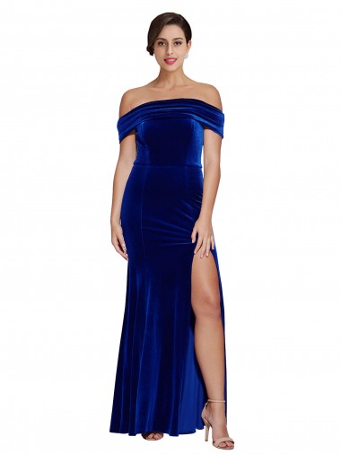 Full Length Long Velvet Bridesmaid Dress with Side Split