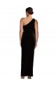 One Shoulder Long Velvet Bridesmaid Dress with Side Split and Shoulder Tie