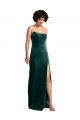 Scooped Strapless Long Velvet Bridesmaid Dress with Daring Side Slit