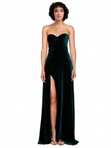 Sweetheart Fluid Velvet Bridesmaid Dress with High Split