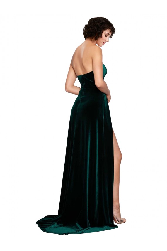 Sweetheart Fluid Velvet Bridesmaid Dress with High Split